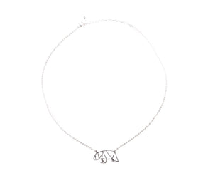 Bear Silver Origami Geometric Necklace