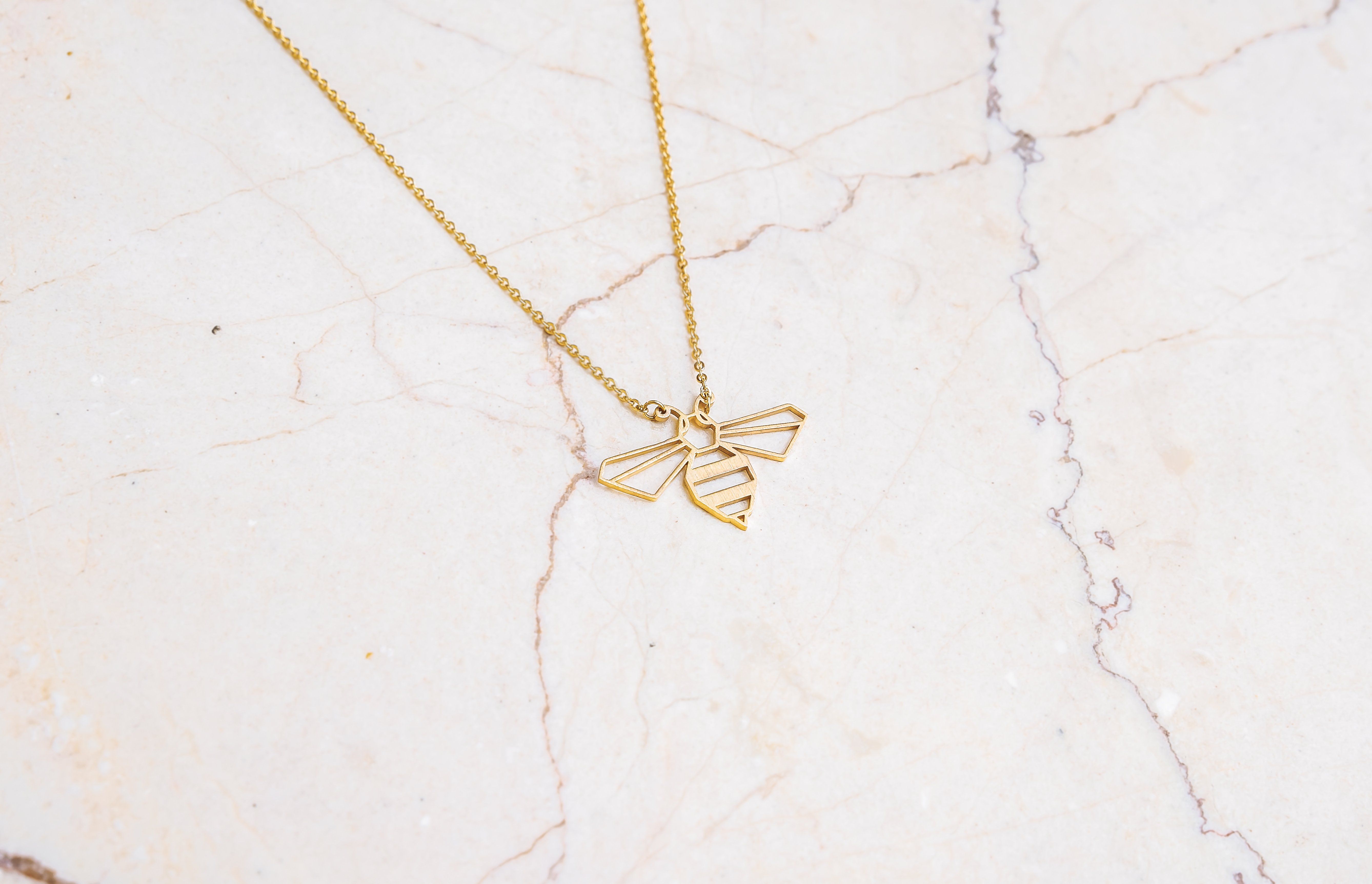 Bee Gold Origami Geometric Necklace