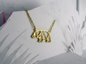 Bear Gold Origami Geometric Necklace