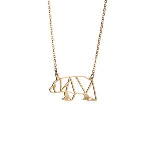 Bear Gold Origami Geometric Necklace