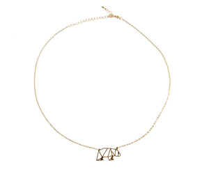 Bear Gold Origami Geometric Necklace