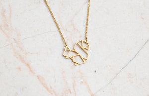 Squirrel Gold Origami Geometric Necklace