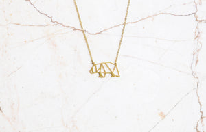 Bear Gold Origami Geometric Necklace