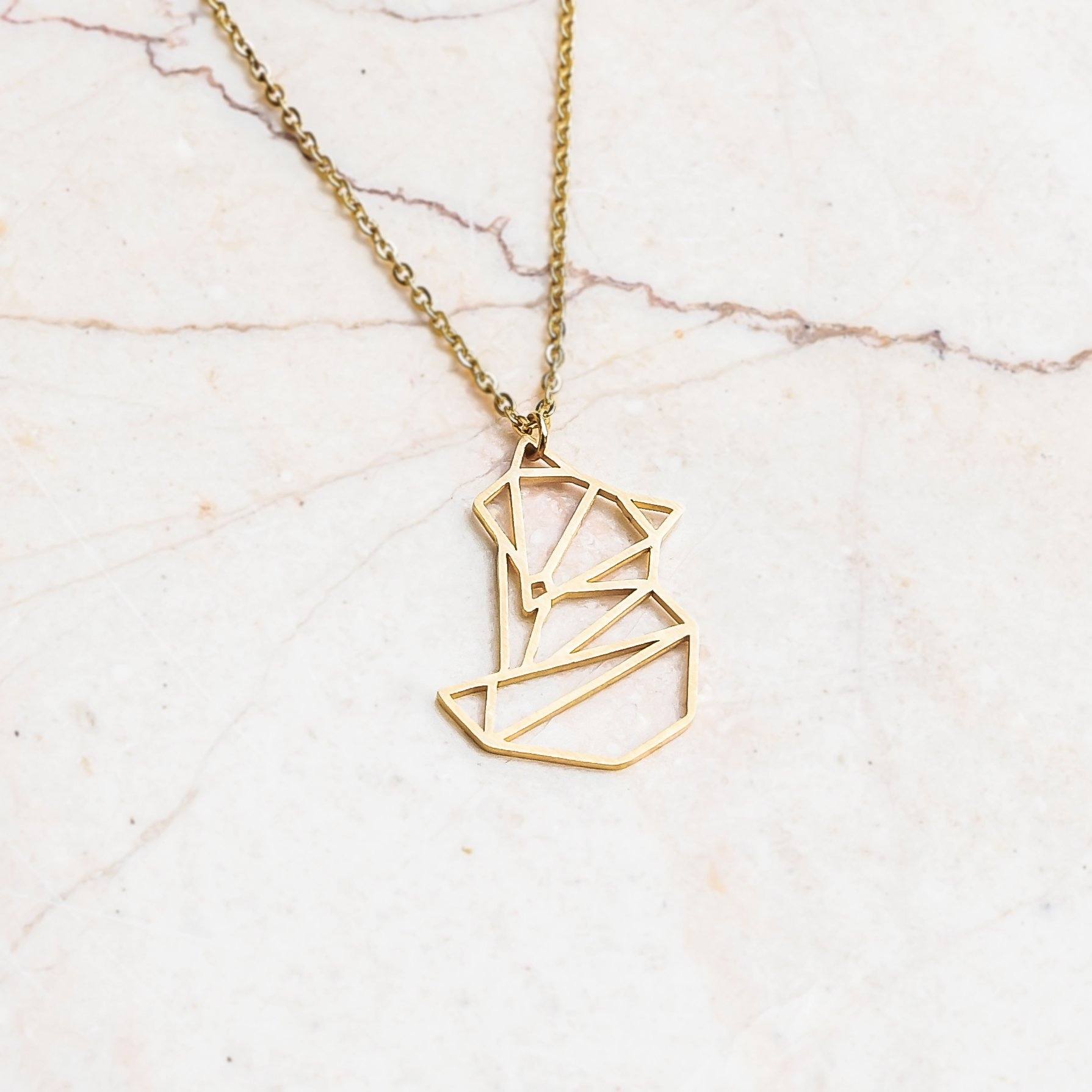 Fox Gold Origami Geometric Necklace