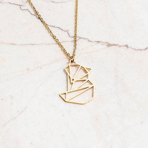 Fox Gold Origami Geometric Necklace