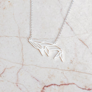 Whale Silver Origami Geometric Necklace