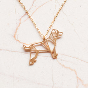 Dog Gold Origami Geometric Necklace