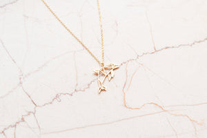 Dolphin Gold Origami Geometric Necklace