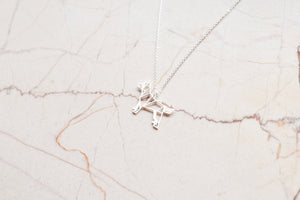 Dog Silver Origami Geometric Necklace