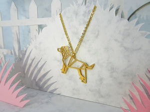 Dog Gold Origami Animal Necklace