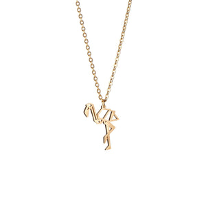 Flamingo Gold Origami Geometric Necklace