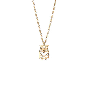 Owl Gold Origami Geometric Necklace