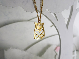 Owl Gold Origami Geometric Necklace