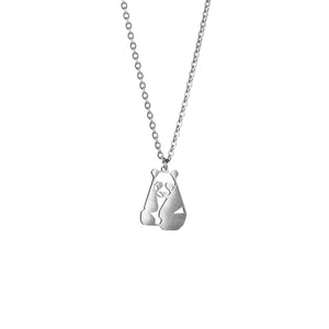 Panda Silver Origami Geometric Necklace