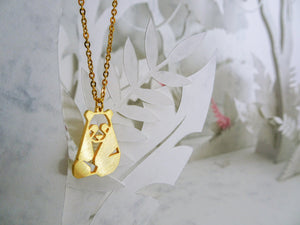 Panda Gold Origami Geometric Necklace