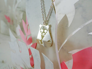 Panda Silver Origami Geometric Necklace