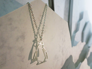 Penguin Silver Origami Geometric Necklace