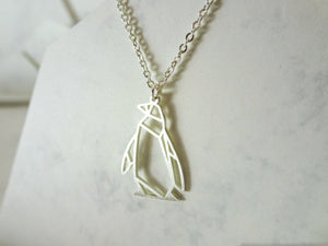 Penguin Silver Origami Geometric Necklace