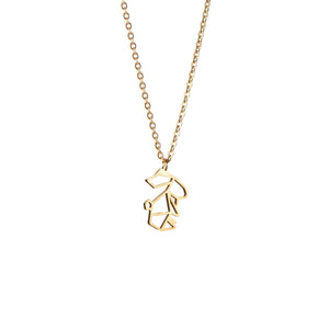 Rabbit Gold Origami Geometric Necklace