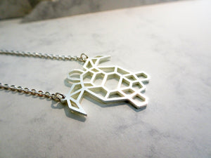 Turtle Silver Origami Geometric Necklace