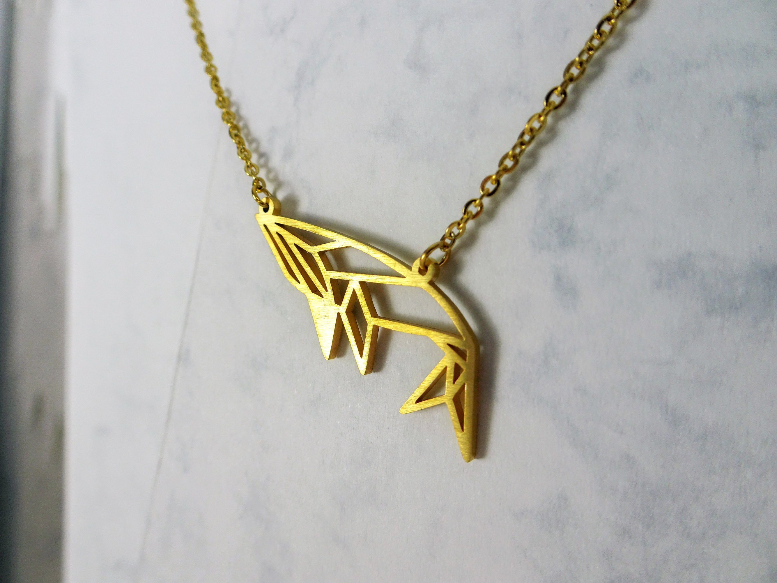 Whale Gold Origami Geometric Necklace