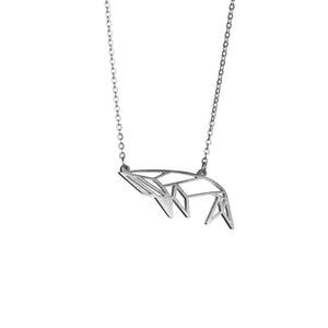 Whale Silver Origami Geometric Necklace