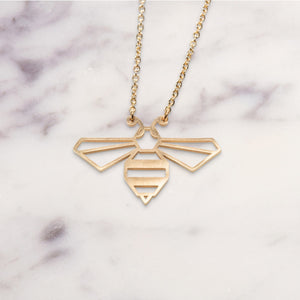 Bee Gold Origami Geometric Necklace