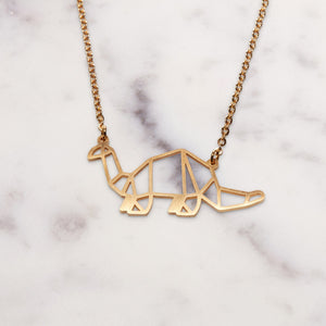 Dinosaur Gold Origami Geometric Necklace