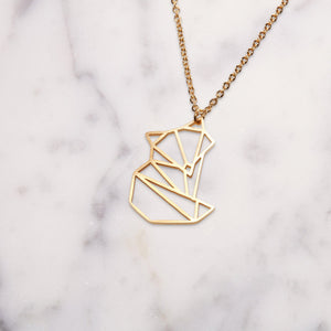 Fox Gold Origami Geometric Necklace